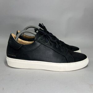 Skechers Vaso Vivir Shoes Women's Size 9 Black Leather Low Lace Up Sneakers